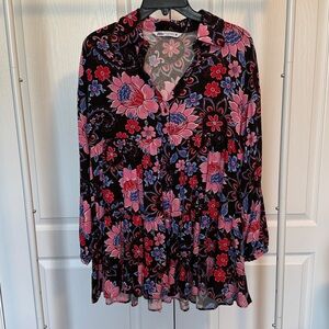 Zara Dress or tunic. Floral Black/Pink/Black XS